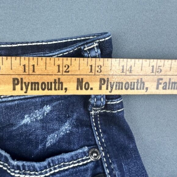 Silver Jeans Womens 26 Blue Dark Wash Suki Capri Straight Leg Distressed Denim - Picture 8 of 14